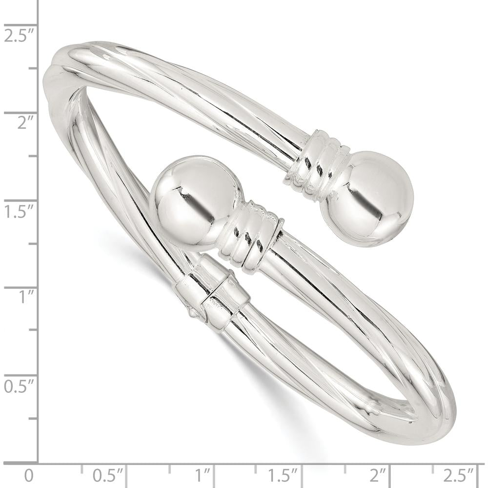 Sterling Silver Polished Twist Hinged Bangle Bracelet - 6.2mm Wide by Lumare Gioia
