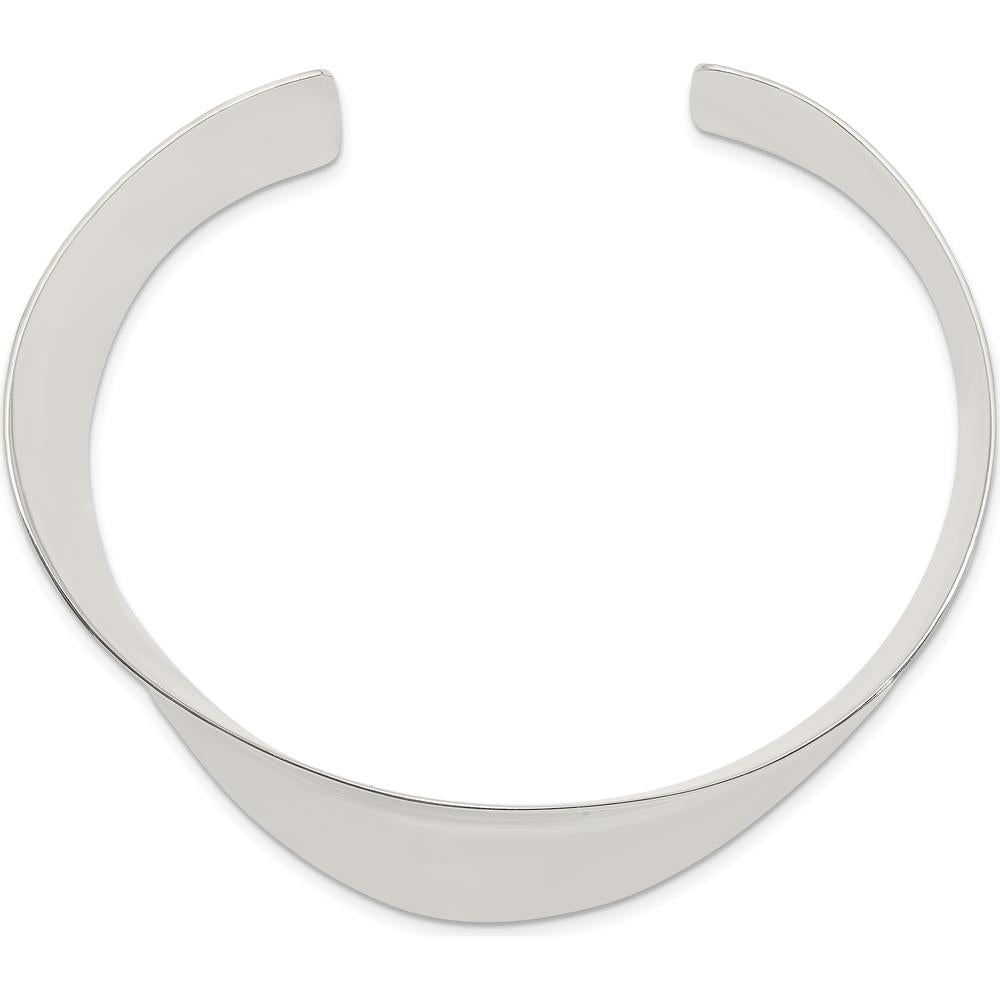 Sterling Silver Polished Wave Cuff Bangle - 25mm Width, Engravable by Lumare Gioia