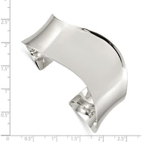 Sterling Silver Polished Wave Cuff Bangle - 25mm Width, Engravable by Lumare Gioia