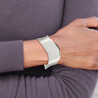 Sterling Silver Polished Wave Cuff Bangle - 25mm Width, Engravable by Lumare Gioia