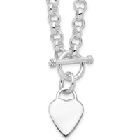 Sterling Silver RH-Plated Heart Disc on Toggle Necklace by Lumare Gioia