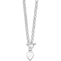 Sterling Silver RH-Plated Heart Disc on Toggle Necklace by Lumare Gioia