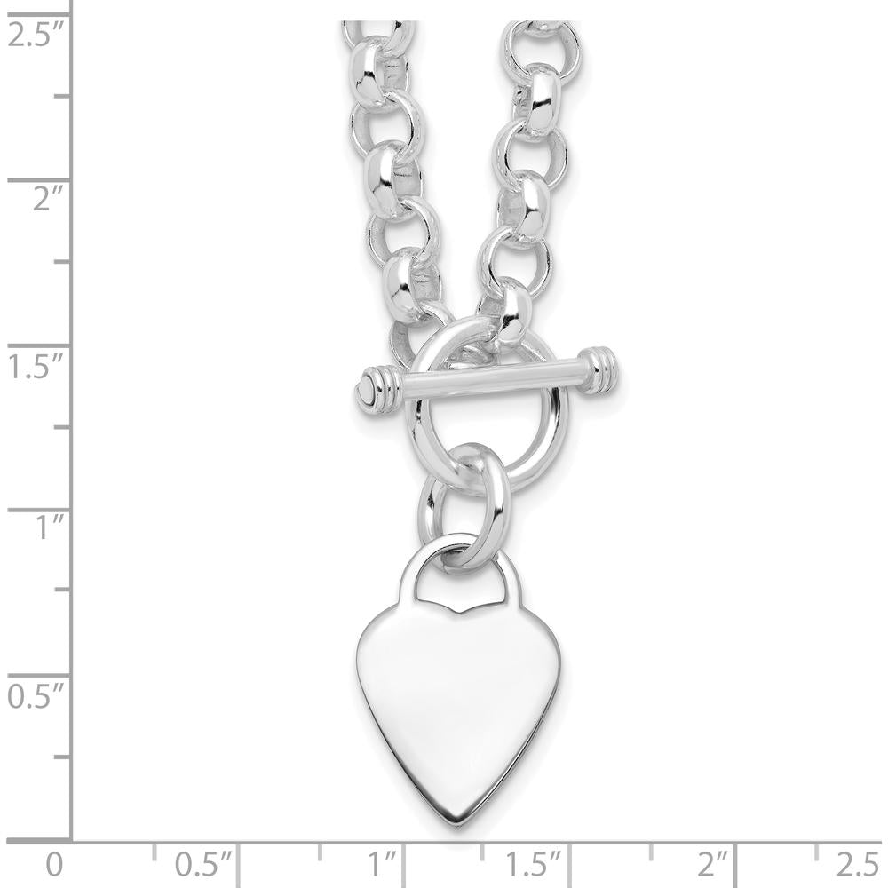 Sterling Silver RH-Plated Heart Disc on Toggle Necklace by Lumare Gioia