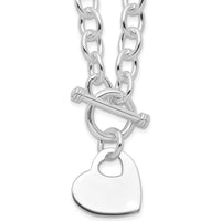 Sterling Silver RH-Plated Heart Disc Toggle Necklace with Modern Shine by Lumare Gioia