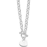 Sterling Silver RH-Plated Heart Disc Toggle Necklace with Modern Shine by Lumare Gioia