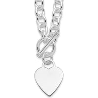 Sterling Silver RH-Plated Heart Toggle Necklace - Elegant Silver Jewelry with Heart Charm by Lumare Gioia