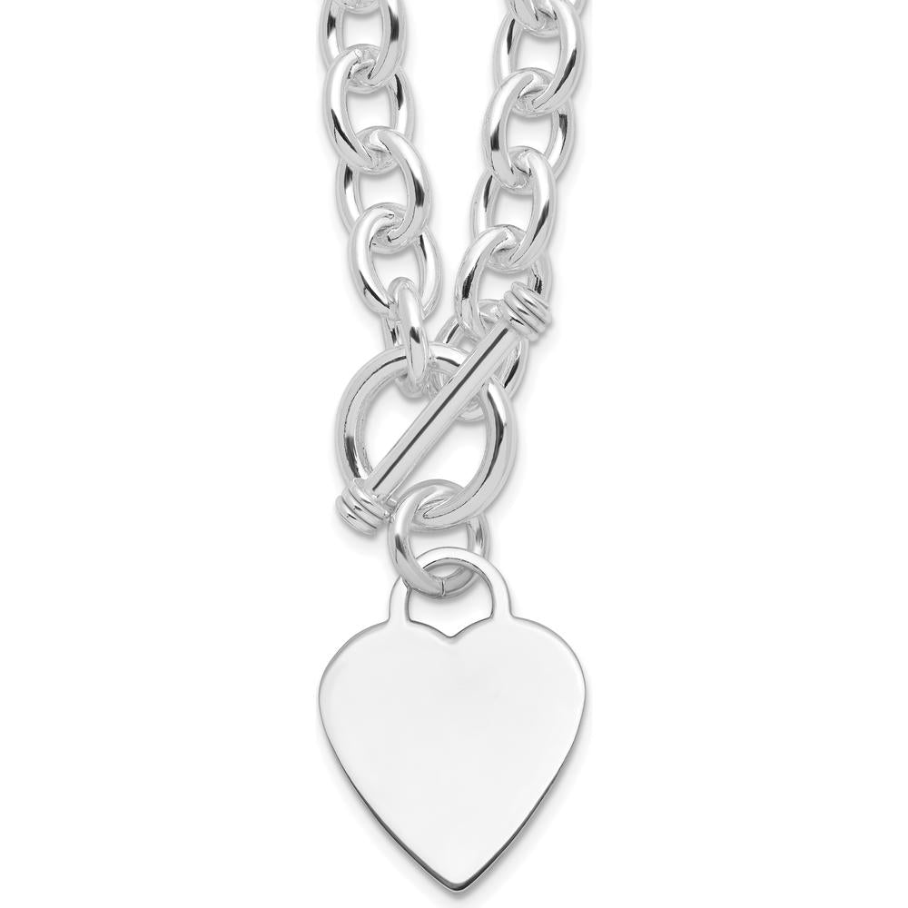 Sterling Silver RH-Plated Heart Toggle Necklace - Elegant Silver Jewelry with Heart Charm by Lumare Gioia