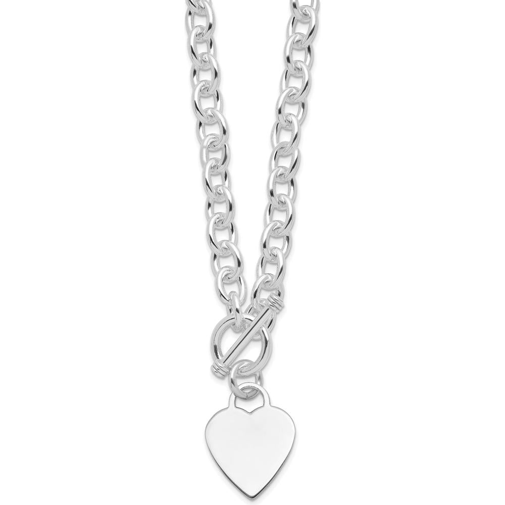 Sterling Silver RH-Plated Heart Toggle Necklace - Elegant Silver Jewelry with Heart Charm by Lumare Gioia
