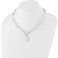 Sterling Silver RH-Plated Heart Toggle Necklace - Elegant Silver Jewelry with Heart Charm by Lumare Gioia