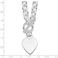 Sterling Silver RH-Plated Heart Toggle Necklace - Elegant Silver Jewelry with Heart Charm by Lumare Gioia