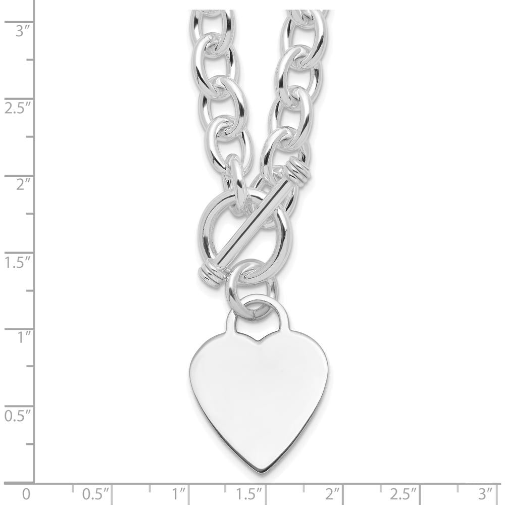 Sterling Silver RH-Plated Heart Toggle Necklace - Elegant Silver Jewelry with Heart Charm by Lumare Gioia