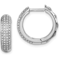 Sterling Silver Rhodium Hinged Hoop Earrings with 0.171 Carat Total Diamond Weight by Lumare Gioia