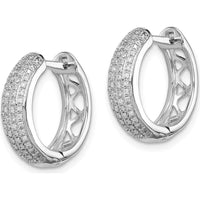 Sterling Silver Rhodium Hinged Hoop Earrings with 0.171 Carat Total Diamond Weight by Lumare Gioia