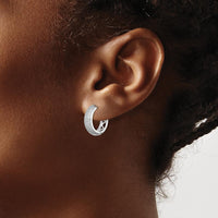 Sterling Silver Rhodium Hinged Hoop Earrings with 0.171 Carat Total Diamond Weight by Lumare Gioia
