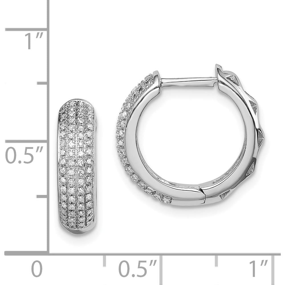 Sterling Silver Rhodium Hinged Hoop Earrings with 0.171 Carat Total Diamond Weight by Lumare Gioia