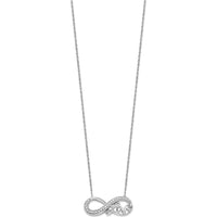 Sterling Silver Rhodium Infinity Pendant Necklace with Round Diamonds - 0.02 Carat Total Diamond Weight by Oro Pregiato