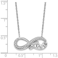 Sterling Silver Rhodium Infinity Pendant Necklace with Round Diamonds - 0.02 Carat Total Diamond Weight by Oro Pregiato