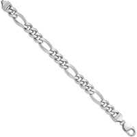 Sterling Silver Rhodium-Plated 10.2mm Figaro Chain Bracelet - 9 inches in Length by Lumare Gioia