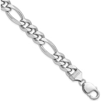Sterling Silver Rhodium-Plated 10.2mm Figaro Chain Bracelet with Lobster Clasp - 8 Inch by Lumare Gioia