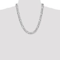 Sterling Silver Rhodium-Plated 10.2mm Figaro Chain Necklace - 22 Inches in Length by Lumare Gioia