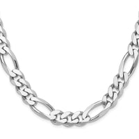 Sterling Silver Rhodium-Plated 10.2mm Figaro Chain Necklace - 26 inches by Lumare Gioia