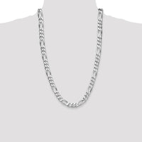 Sterling Silver Rhodium-Plated 10.2mm Figaro Chain Necklace - 26 inches by Lumare Gioia