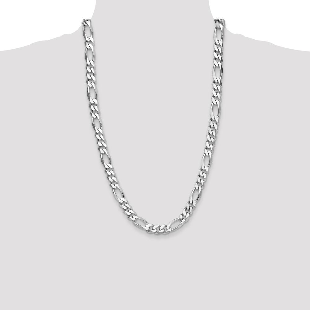Sterling Silver Rhodium-Plated 10.2mm Figaro Chain Necklace - 26 inches by Lumare Gioia
