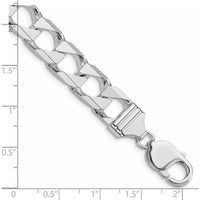 Sterling Silver Rhodium-Plated 10.3mm Diamond-Cut Square Curb Bracelet - 8 Inch by Lumare Gioia