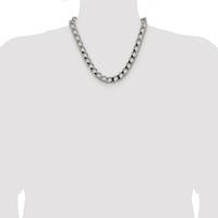 Sterling Silver Rhodium-Plated 10.3mm Diamond-Cut Square Curb Chain Necklace - 20 Inches by Lumare Gioia