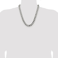Sterling Silver Rhodium-Plated 10.3mm Diamond-Cut Square Curb Chain Necklace - 22 Inches by Lumare Gioia