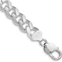 Sterling Silver Rhodium-Plated 10.5mm Diamond-Cut Curb Chain Anklet - 10" Length by Lumare Gioia