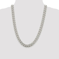 Sterling Silver Rhodium-Plated 10.5mm Diamond-Cut Curb Chain Necklace - 24 inches by Lumare Gioia