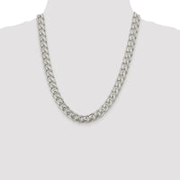 Sterling Silver Rhodium-Plated 10.5mm Domed Curb Chain - 22 inches by Lumare Gioia
