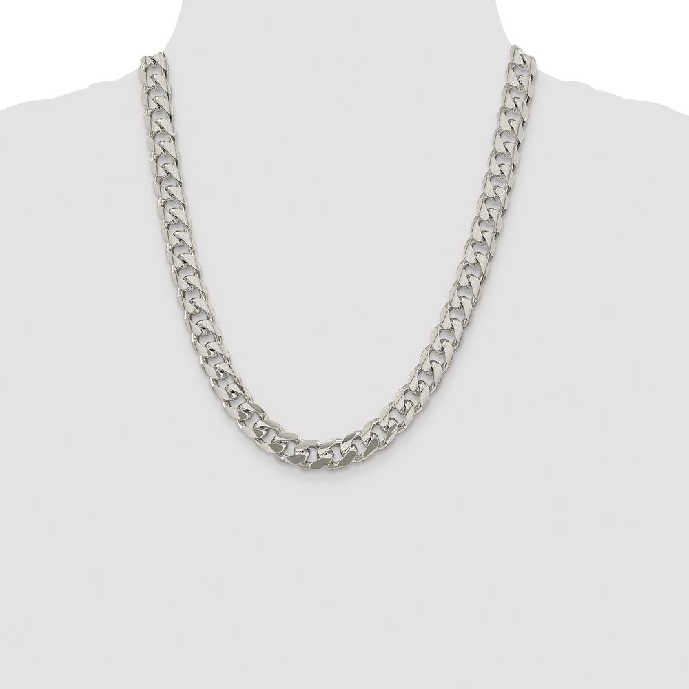 Sterling Silver Rhodium-Plated 10.5mm Domed Curb Chain - 22 inches by Lumare Gioia