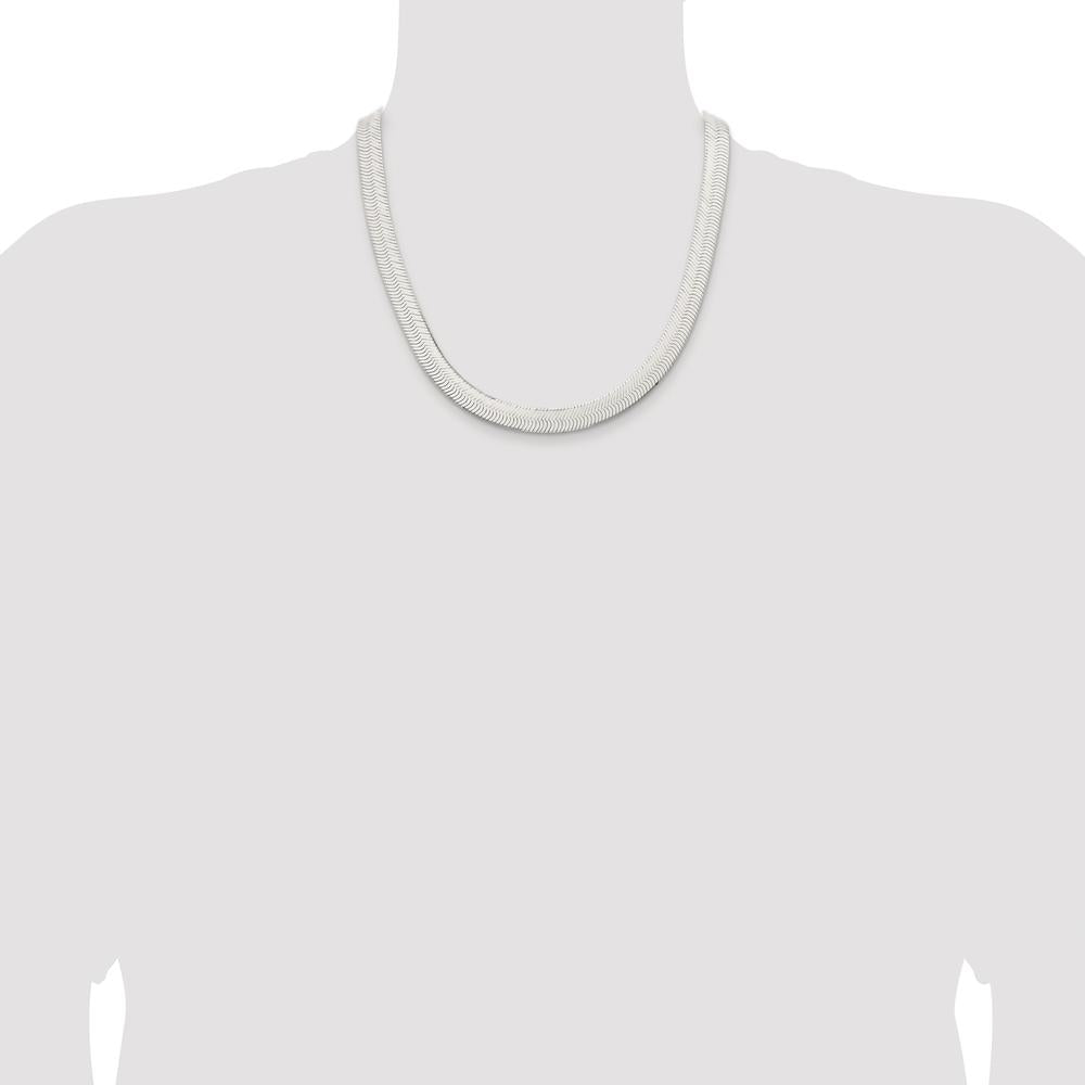 Sterling Silver Rhodium-Plated 10.5mm Magic Herringbone Chain - 20" Length by Lumare Gioia
