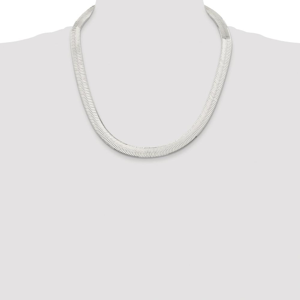 Sterling Silver Rhodium-Plated 10.5mm Magic Herringbone Chain Necklace - 22 Inches by Lumare Gioia