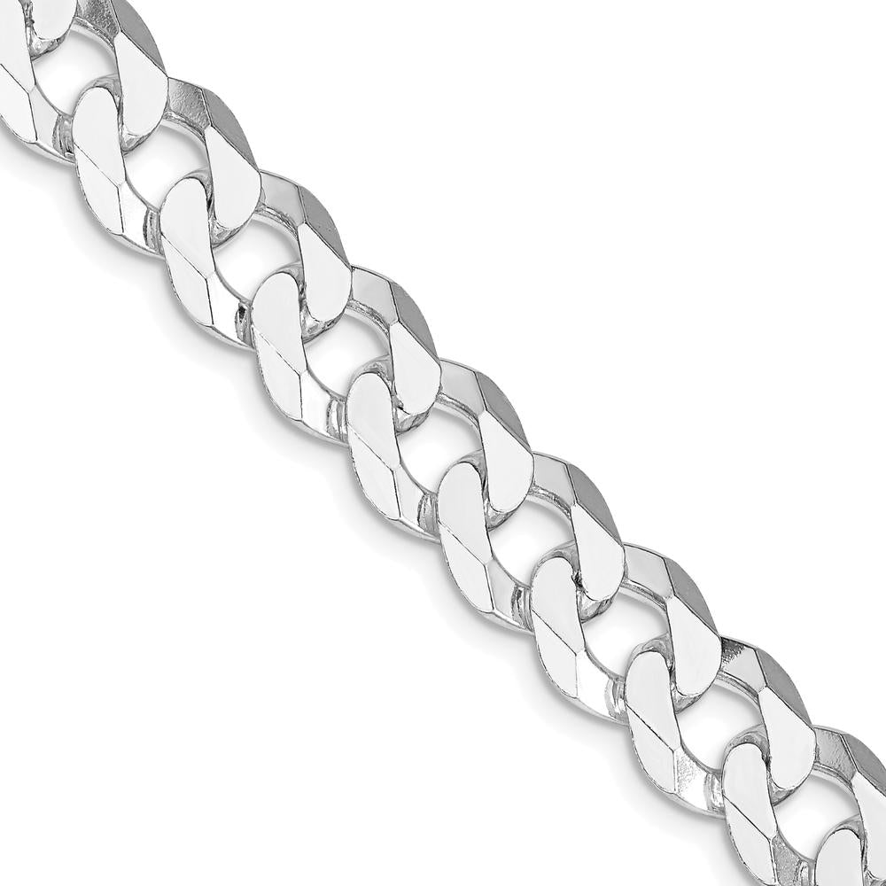 Sterling Silver Rhodium-Plated 10.6mm Beveled Curb Chain - 24 Inch by Lumare Gioia