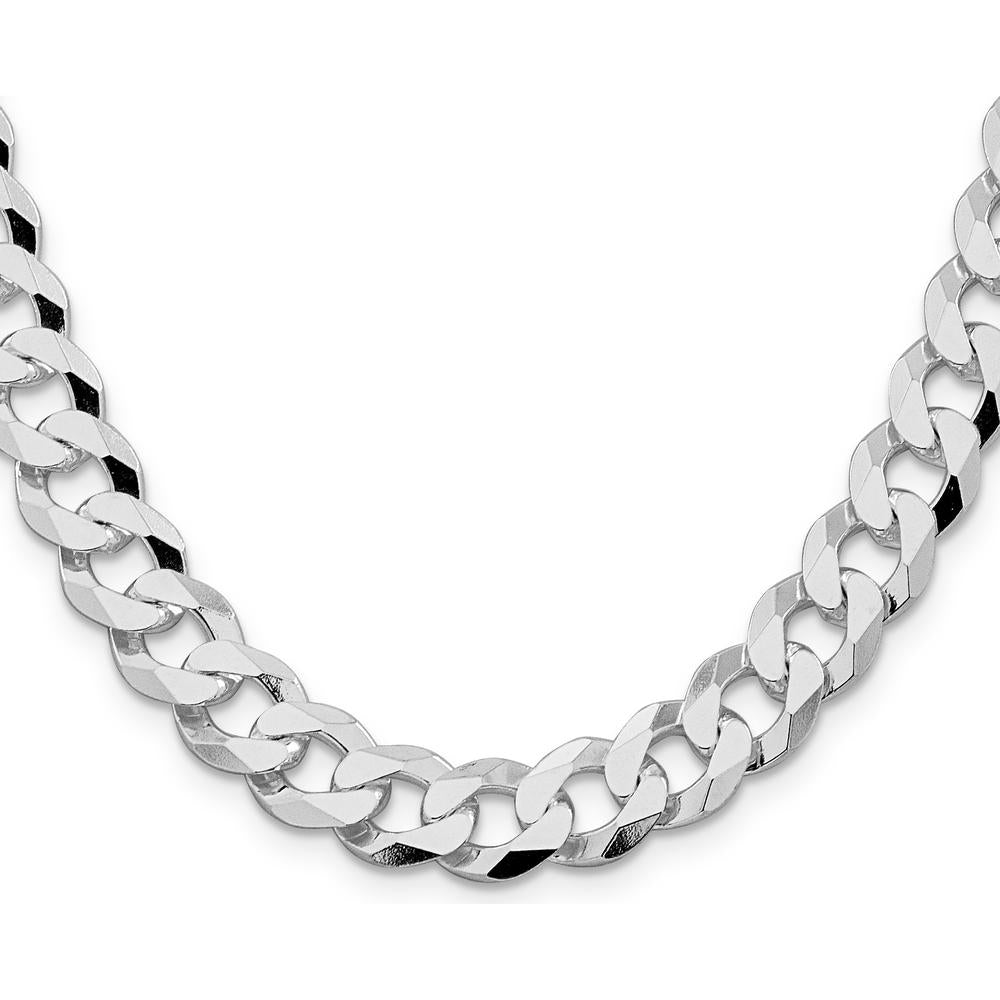 Sterling Silver Rhodium-Plated 10.6mm Beveled Curb Chain - 24 Inch by Lumare Gioia