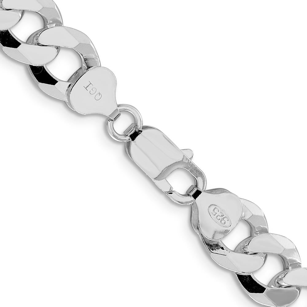 Sterling Silver Rhodium-Plated 10.6mm Beveled Curb Chain - 24 Inch by Lumare Gioia
