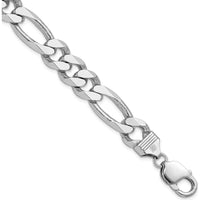 Sterling Silver Rhodium-Plated 10.75mm Figaro Chain Bracelet - 8 inch by Lumare Gioia