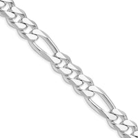 Sterling Silver Rhodium-Plated 10.75mm Figaro Chain Necklace - 26 inches in Length by Lumare Gioia