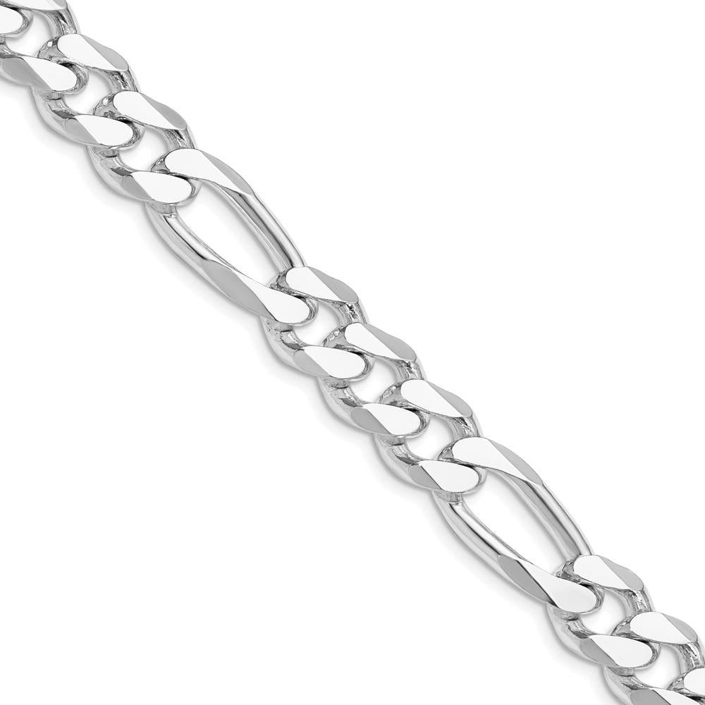 Sterling Silver Rhodium-Plated 10.75mm Figaro Chain Necklace - 26 inches in Length by Lumare Gioia