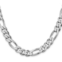 Sterling Silver Rhodium-Plated 10.75mm Figaro Chain Necklace - 26 inches in Length by Lumare Gioia