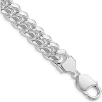 Sterling Silver Rhodium-Plated 10.7mm Polished Domed Curb Chain Bracelet - 8" by Lumare Gioia