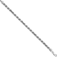 Sterling Silver Rhodium-Plated 10" Diamond-Cut Rope Anklet - 5.75mm by Lumare Gioia