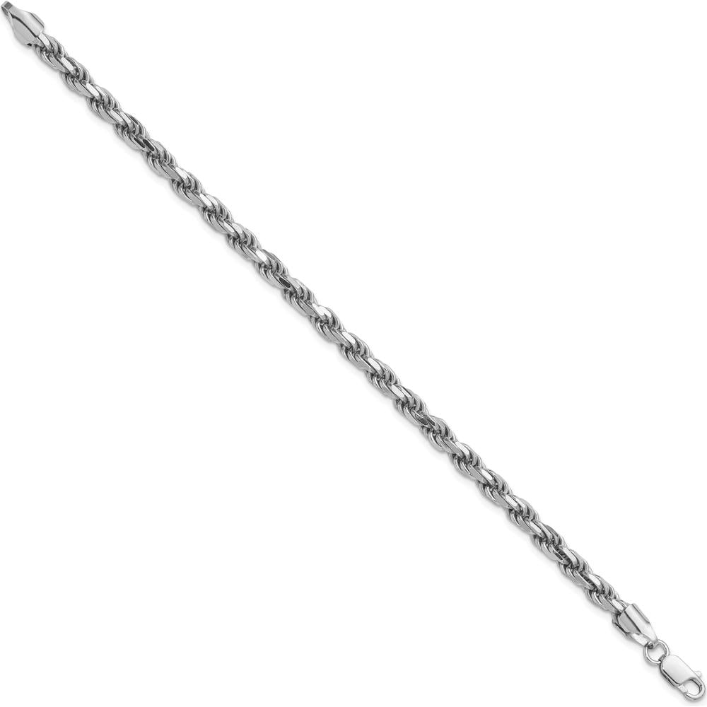 Sterling Silver Rhodium-Plated 10" Diamond-Cut Rope Anklet - 5.75mm by Lumare Gioia