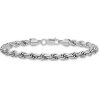 Sterling Silver Rhodium-Plated 10" Diamond-Cut Rope Anklet - 5.75mm by Lumare Gioia