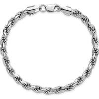 Sterling Silver Rhodium-Plated 10" Diamond-Cut Rope Anklet - 5.75mm by Lumare Gioia