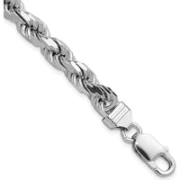 Sterling Silver Rhodium-Plated 10" Diamond-Cut Rope Anklet - 7mm Width by Lumare Gioia