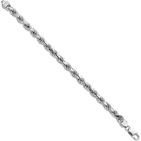 Sterling Silver Rhodium-Plated 10" Diamond-Cut Rope Anklet - 7mm Width by Lumare Gioia
